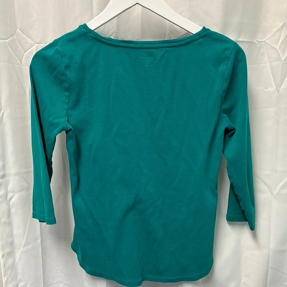 Chico's Ultimate Tee Teal 3/4 Sleeve Shirt - Picture 3 of 5